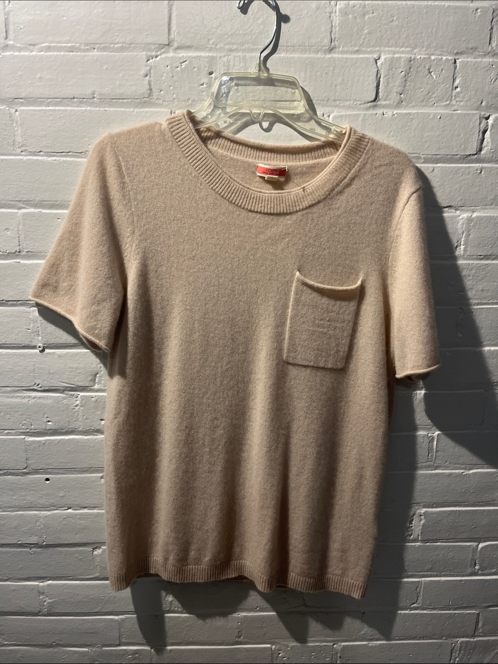 J. Crew Cashmere Short-Sleeve Sweater in Light Peach